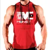 New Bodybuilding Stringer Tank Top with hooded Mens Gyms Clothing Fitness Mens Sleeveless Vests Cotton Singlets Muscle Tankops