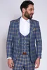 Costumes de mariage à carreaux classiques, nouvelle mode pour hommes, revers cranté, Tuxedos de marié, veste Blazer de fête de bal, 3 pièces, 2020