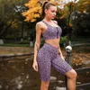 2019 Women's Knee Length Stretch High Waist Leopard Print Shorts Fitness Sports Active Bike Yoga Short Leggings