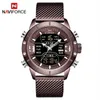 Naviforce nouveau 9153 sport numérique militaire hommes montre haut de gamme bracelet en acier de luxe montre-bracelet Relogio Masculino montre homme265R