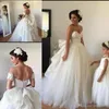 Latest Lace Ball Gown Wedding Dresses Sweetheart Neck Beaded Lace Fluffy Tulle Custom Made Princess Wedding Gowns