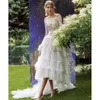 2020 Papilio Fairy Wedding Dresses A Line Off Shoulder High Low Lace Appliqued Bohemian Wedding Dress Garden Cheap Long Robes De Mariée