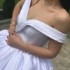 Seksi Kapalı Omuz Boncuk Balo Gelinlik Kısa Kollu Pileli Lace Up Geri Bahçe Gelinlik Örgün Uzun vestidos de Evlilik