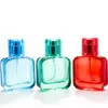 Wholesale hot sale new 30ml square Glass Perfume Spray Mist Atomizer Bottles colorful Perfumes Empty Cosmetics Containers