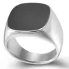 Size 5 to 16 Stainless Steel Signet Enamel Wedding Engagement Ring Cocktail Biker Hiphop Classic Simple Plain
