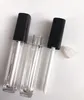 2.5ml Empty Square Lip Gloss Tube Plastic Clear Lipstick Lip Balm Bottle Container with Lipbrush Black Cover for Travel and Home Use