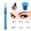 Dicker professioneller manueller Stift, Tattoo-Permanent-Make-up-Augenbrauenstift, Microblading-Stickstift, Rot, Gold und Blau