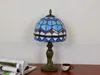 Witraż Tiffany Lampa Stołowa Śródziemnomorska Nowoczesna Niebieska Prosta Dekoracyjna Lampa Do Salonu Sypialnia Desk Light Oprawa