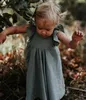 Kinder Mädchen Designer Kleidung Kleid Sommer Fliegen ärmellose einfarbige plissierte Prinzessin Kleid Baumwolle Hanf Prinzessin Mädchen Kleidung Kleid