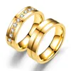 Goudpaar Diamond Stone Trouwring Banden Voor Vrouwen Mannen Liefde Roestvrijstalen Engagement CZ Promise Sieraden
