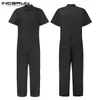 INCERUN Männer Overall Casual Hosen Solide Jogger Streetwear 2019 Lose Kurzarm Mode Herren Strampler Cargo Overalls S-5XL