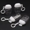 Bouteille en plastique de désinfectant pour les mains de 30 ml, bouteille à rabat petg, petit paquet d'échantillon, pots à crochet portables, porte-clés Portable Transparent