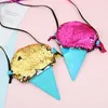 Women Mermaid Sequins Coin Purse Kids Christmas Stocking Crossbody Bags Sling Money Change Card Holder Wallet Purse Bag Pouch