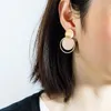 Gros-Nouveau designer de luxe à la mode titane or rose géométrique multi cercles pendentif boucles d'oreilles pour femme