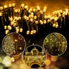 Solar String Light Outdoor Uaktualniony 8 Tryby pracy Timer z pilotem 100leds 200ds Christmas Lights for Halloween Garden Backyard Deco Oświetlenie