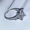 Vecalon Luksusowy 100% Prawdziwy 925 Sterling Silver Pierścień Princess Cut 4CT 5A Cyrkon CZ Zaręczynowy Zespół Ślubny Pierścienie Dla Kobiet Mężczyzn Prezent