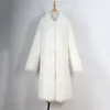 여성 가짜 모피 코트 겨울 두꺼운 따뜻한 푹신한 긴 모피 코트 패션 옷깃 얽히고 부기 재킷 오버 코트 플러스 사이즈 아웃복