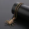 New Iced Out CZ Spider Pendant Necklace Mens Micro Paved Hip Hop Gold Silver Color Bling Charm Chains Jewelry4757666