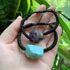 Reiki Healing Energy Crystal Stone Raw Rock Mineral Nuggets Pulseras de cuarzo Artesanía a mano Pulseras de amatistas de amazonita natural