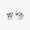 Authentiek 100% 925 sterling zilver ronde sprankelende logo stud oorbellen mode bruiloft sieraden accessoires voor vrouwen cadeau
