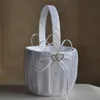 Wedding Ceremony Party Love Case Satin Bowknot Rose Flower Basket for Women Girl DIY Home Decoration Storage Bag Container