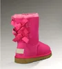 Hot Sale-Snow Boots Tjock Läder Bow i Tube Snow Boots Bomullskor