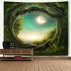 3D Forest Tapestry Nature Tree Art Hole Large Carpet Wall Hanging Tapestry Mattress Bohemian Rug Blanket Camping Tent Tablecloth W262x