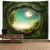 3D Forêt Tapisserie Nature Arbre Art Trou Grand Tapis Tenture Tapisserie Matelas Bohème Tapis Couverture Camping Tente Nappe W262x