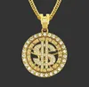 18k banhado a ouro hip hop homens diamantes dólar pingente colar