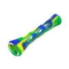 Glas Silicone One Hitter Pipes Tobak Rökning Herb Heady Rak Typ Rörslang 87mm Cigaretthållare Tobaksglas MINI HAND Rör