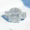 Vecalon Baguette Promise Ring 925 plata esterlina forma de T 5A Cz declaración anillos de boda para mujer joyería fina nupcial 5048568