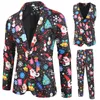 Mens Christmas Suit Different Prints Xmas Prom Costume Include Jacket Pants Waistcoat FashionMen's three-piece suits