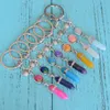 Quartz Crystal Key Rings Pendulum Keychain Mermaid Fish Scales Natural Stone Hexagonal Prism Chakra Fashion Key Chain Jewelry Gifts Keyrings