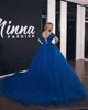 أنيقة الكرة ثوب فساتين quinceanera قبالة الكتف الترتر قطار الاجتياح الحفلة الراقصة فساتين اللباس الرسمي فساتين السهرة الحلو 15