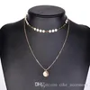 Fashion Europe America Necklace brass disc sequins contact choker pendant with silver and gold plated metal chain