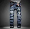 Men Jeans Ripped Elastic Jeans Rap Ripped Denim Harajuku Moto Biker Overalls Slim Hip Hop Loose Baggy Hip Hop Mens 312