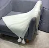 Manta tejida Pashmina de 110x150CM para el hogar y la Oficina, mantas para sofá, mantas con bolas de tejer con borlas para siesta, manta para aire acondicionado M134