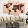 Ograniczona czasowa Gorąca Sprzedaż Unframed Darmowa Wysyłka Art Deco ściany Zdjęcia 4 Panele Płótno Fasola Kawy World Map Home Decor Nowoczesny