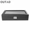 LEATHERETTE 12 SLOT COLT COBLICK BOX FIBER DESIGN SMYCKLAGET LAGRING HOLDER WINDER Black Watchs Box Saat Kutusu1246T