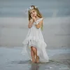 High Beach billige niedrige böhmische Spitze eine Linie Blumenmädchenkleider für Hochzeiten Festzugskleider Boho Kinder Abschlussball Erste heilige Kommunionkleid