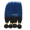 VMAE Ombre Color Radici scure brasiliane Estensioni dei capelli umani blu 3 Bundles Lisci Natural Soft Remy Hair Weaves 2 Tone # 1B / Blue