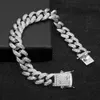 Uwin 13 мм мужской циркон бордюр кубинский браслет хип -хоп украшения золото золото серебро толстые медные материалы замадкивают Cz Chain Bracelet J19072 201o