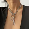 IngeSight.Z-gargantilla gruesa cubana gótica de Miami para mujer, collar con colgante de letra A del alfabeto inicial, joyería