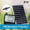 Solar Powered Street Flood Lamp 60W 100W Solar LED Spotlight with Remote Control Security Lighting for Yard Garden Gutter Pathway