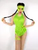 Sexy Backless See Through Bodysuit Club Bar DJ Female Singer Stage Wear Leading Dancer Performance Costume Jazz Show Fluorescent Costume