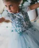 Abito da ballo in tulle blu cielo per bambini, abiti da spettacolo per bambina, primo compleanno, prima comunione, abiti da principessa mimetici
