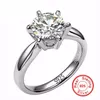 Anillos de boda clásicos de plata sólida auténtica para mujer, conjunto de 6mm Sona DIAMOND cz, anillo de compromiso 925, anillos de plata pura, joyería fina, tamaño 4-9