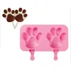 Food Grade Kids Ice Mold Oval Shape Silicone Ice Cream Mold Rabbit Bear Paw Popsicle Molds Ice Tray Cube Tools Frozen Lolly Mold DH1341