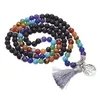 Tree of Life 6mm Seven Chakras Tassels Howlite Woven Beads Essential Oil Bracelet Necklace Buddha Yoga Energy Women Men Jewelry