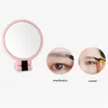 15 gånger förstoringsspeglar dubbel sida makeup spegelbord Desktop smink 10x 15x 360 vikning justerbar för resor rosa